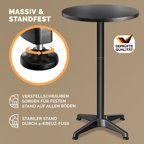 CASARIA® Table de bar bistrot pliable ronde ⌀ 60 cm réglable en hauteur 70 cm / 115 cm 2 en 1 en acier mange debout   Noir