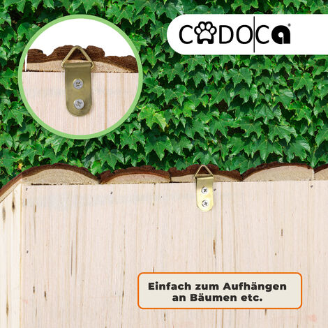 2x Hôtel à insectes en Bois naturel 30,5x31 cm Cabane Maisonette Nichoir à abeilles Hivernage Pollinisation Biodiversité