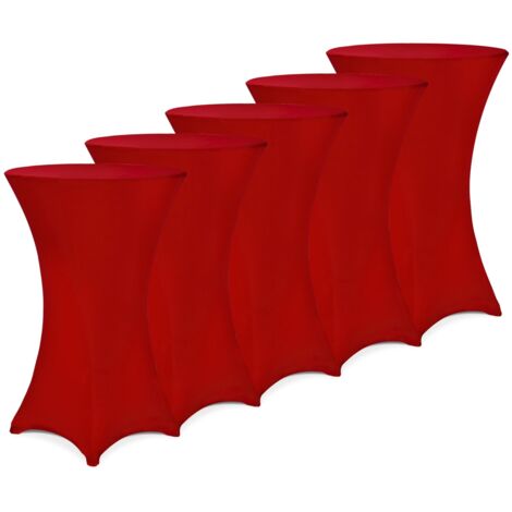 DEUBA® 5x Housses de table de bar bistrot ronde nappe mange debout protection table de cocktail tissu stretch  Set de 5 pièces Ø80 cm / Rouge Bordeaux