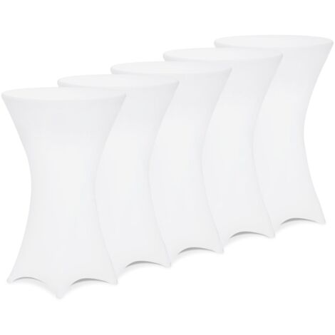 DEUBA® 5x Housses de table de bar bistrot ronde nappe mange debout protection table de cocktail tissu stretch Set de 5 pièces Ø70 cm / Blanc