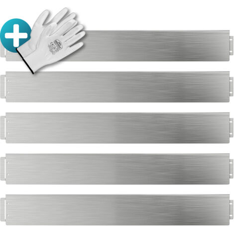 GARDEBRUK® Bordure de jardin métal galvanisé gants bordure parterre plate-bande bordure délimitation séparation pelouse herbe palissade métallique Argenté, Longueur 5m - Hauteur 14m (1/5)
