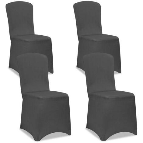 DETEX® 4x Housse de chaise tissu stretch OEKO-TEX® STANDARD 100 opaque infroissable amovible mariage fête réception Anthracite (1/5)