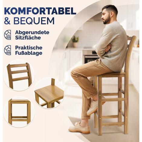 Tabouret De Bar Pliant Avec Dossier – Cuir PU Rembourré, Hauteur Siège 65/70/75 Cm, Idéal Cuisine, Bureau, Salon (Noir)
