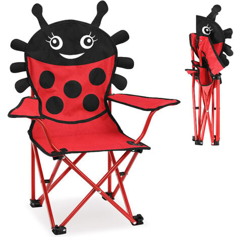 Deuba 2X Chaises Pliables pour Enfant Motif Coccinelle Couleur Rouge/Noir  Intérieur Extérieur Jardin Camping Plage