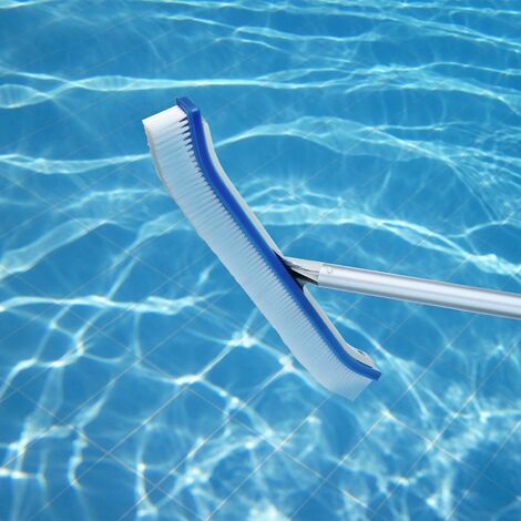 Brosse de nettoyage de piscine courbée en aluminium 46 cm bleu
