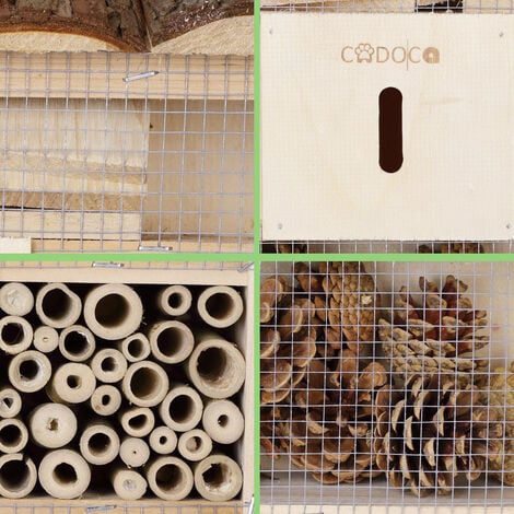 Hôtel à insectes en Bois naturel 30,5x31 cm Cabane Maisonette Nichoir à insectes Hivernage Pollinisation Biodiversité