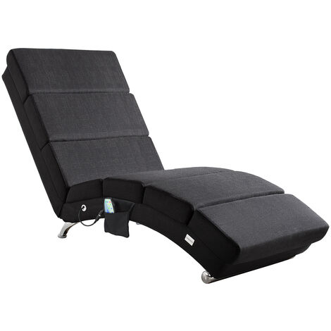 Casaria Méridienne London Chaise longue d’intérieur design avec fonction de massage chauffage Fauteuil relax salon Tissu anthracite (1/9)