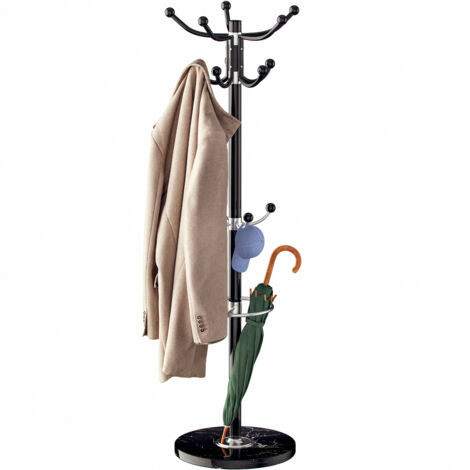 Deuba Porte-manteau avec support parapluie Pied en marbre 1,7 m Noir 2 (1/5)