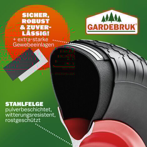 Roue de brouette avec axe Roue de rechange Ø 390mm Largeur 95mm Chariot de jardin charrette-Pneus gonflables
