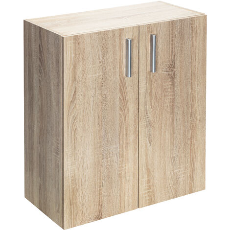 Deuba – Étagère bibliothèque Vela MDF 2 compartiments avec porte chêne – Dimensions 77x60x31 cm – Charge max 15 kg par étagère