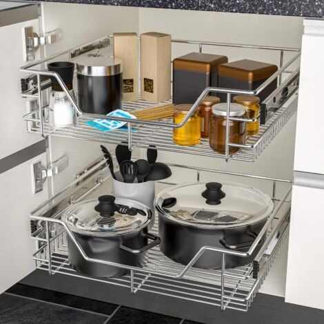 CASARIA® Tiroir télescopique de rangement pour armoire cuisine réfrigérateur 30cm/40cm/50cm/60cm tiroir de cuisine métal  pour une largeur d'armoire de 50 cm