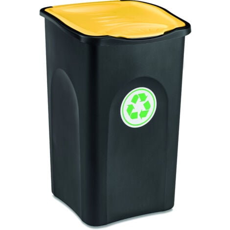 Poubelle 50 litres - Avec couvercle - Collecteur de déchets - 3 couleurs  Noir/jaune