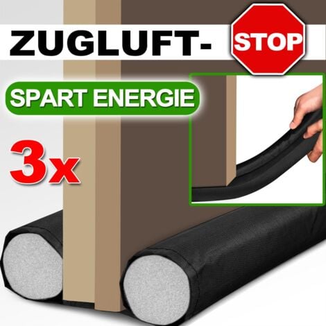 MONZANA® Lot de 3x boudins de porte 92cm isolant porte froid protection bruit économie énergie coupe-vent chambres double-face découpable