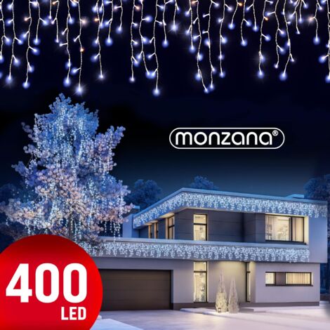 Monzana – Guirlande lumineuse de Noël 400 LED blanc froid – Alimentation secteur – Longueur 15m – IP44 pour intérieur et extérieur (1/10)