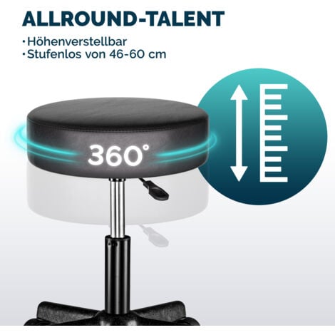 Tabouret Siège Réglable en hauteur Pivotable 360° Plusieurs couleurs au choix-Noir