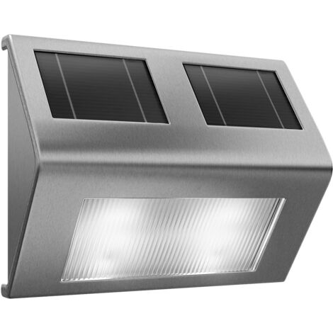 Monzana – Applique solaire LED murale étanche IP65 – Éclairage extérieur avec capteur crépusculaire – Autonomie 8h – Acier inoxydable (1/5)