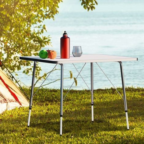 Deuba  Table de camping • 80x54cm • réglable en hauteur • Aluminium - Blanc  Table de jardin, terrasse