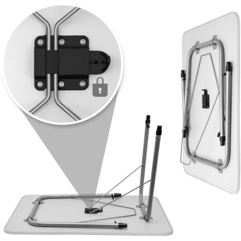 Deuba  Table de camping • 80x54cm • réglable en hauteur • Aluminium - Blanc  Table de jardin, terrasse