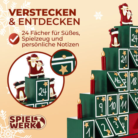 Calendrier de l'Avent en bois à remplir Décoration Noel Calendrier de noël Calendrier de noël en bois Noël réutilisable   Calendrier de l'avent Pyramide