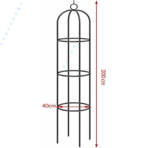 Support pour plantes grimpantes noir en métal Arche de jardin Tuteur plantes Décoration extérieure-1x Tuteur de jardin