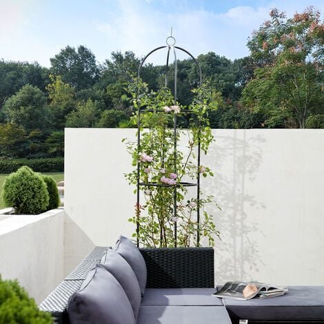Support pour plantes grimpantes noir en métal Arche de jardin Tuteur plantes Décoration extérieure-1x Tuteur de jardin