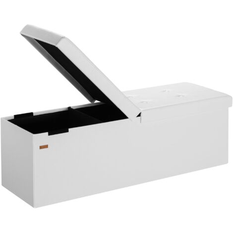Deuba – Banc de rangement pliable avec couvercle rabattable – 115 x 38 x 38 cm – Structure MDF – Capacité 300 kg – Blanc
