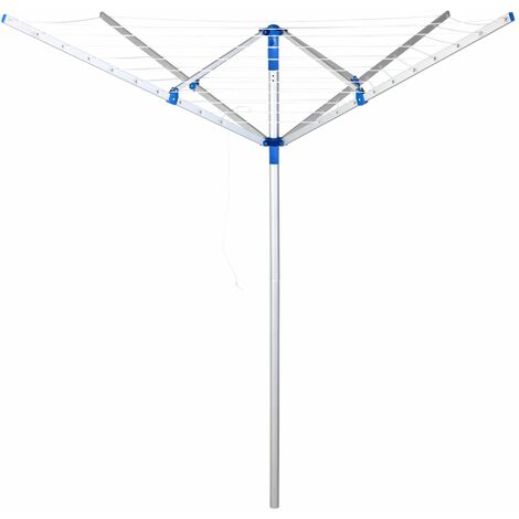 Deuba Séchoir à linge parapluie Hauteur réglable Etendoir à linge pliable Séchoir rotatif aluminium 4 Bras porteurs 4 pieds