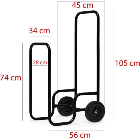 Chariot à bois Charge maximale 80kg Pneus en caoutchouc Diable pour bois Transport bois chauffage