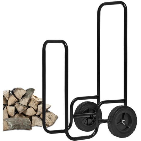 Chariot à bois Charge maximale 80kg Pneus en caoutchouc Diable pour bois Transport bois chauffage
