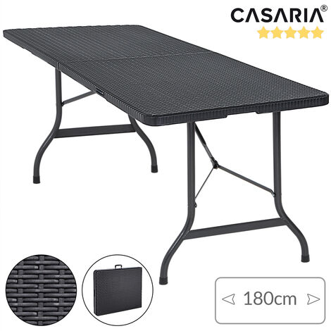 CASARIA® Table pliante effet polyrotin 180 cm 8 personnes d'appoint  rectangulaire table plastique camping