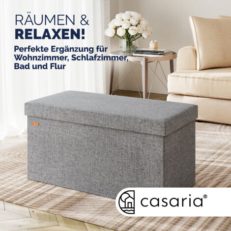 Pouf Coffre De Rangement 40x25x25 Cm - Gris, Tissu Doux, Assise Rembourrée - Pour Jouets, Couvertures, Salon, Chambre
