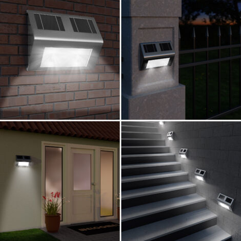 MONZANA® Applique murale solaire LED Lot de 4 lumière énergie solaire Luminaire extérieur éclairage