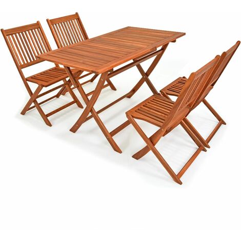 Ensemble de jardin Sydney en bois d'acacia certifié FSC® set de table et 4 chaises pliables Salon de jardin extérieur