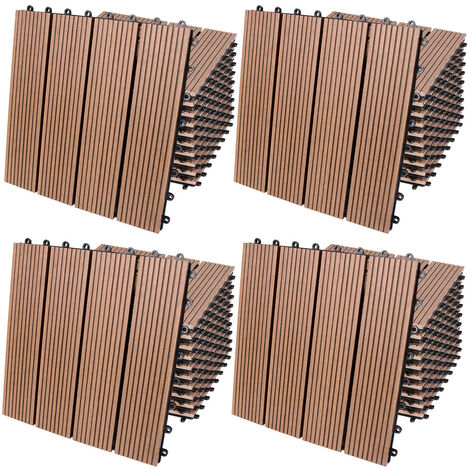 Deuba – Dalles clipsables en bois composite WPC 30 x 30 cm – Dalle de terrasse jardin extérieur – Résistantes aux intempéries – Antidérapantes