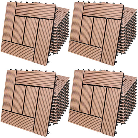 Deuba – Dalles clipsables en bois composite WPC 30 x 30 cm – Antidérapantes et résistantes aux intempéries – Système de fixation par clips – Pour terrasse et balcon