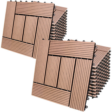 Deuba – Dalles clipsables en bois composite WPC 30 x 30 cm – Résistantes aux intempéries – Système de fixation par clips – Pour terrasse et balcon