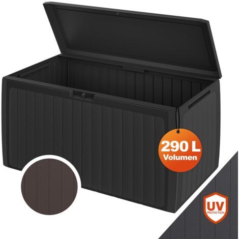 CASARIA® Coffre de rangement XXL 290 L Roulettes Poignées Coussins Accessoire Malle Jardin Terrasse Balcon Coffre de jardin  Board PLUS anthracite
