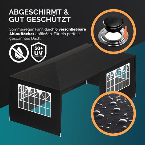 Tonnelle de jardin Rimini 3x6m avec toile hydrofuge 6 parois latérales enroulables Barnum Tente de réception fête extérieur  Anthracite (Protection UV)