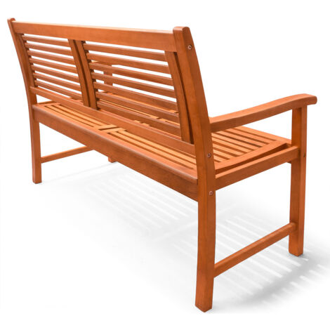 Banc De Jardin 3 Places En Bois D'Eucalyptus Casaria - 153x60 Cm - Pré-huilé Et Résistant Aux Intempéries