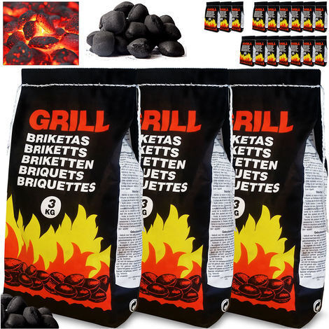 Paquet de briquettes pour barbecue Sac de charbon de bois BBQ Grill - Quantité au choix 6 à 21kg 9kg