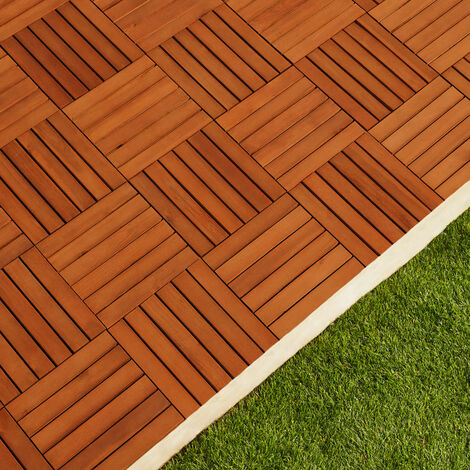 11x Dalles de terrasse en bois d'acacia pour 1m² - 30 x 30 cm Jardin extérieur