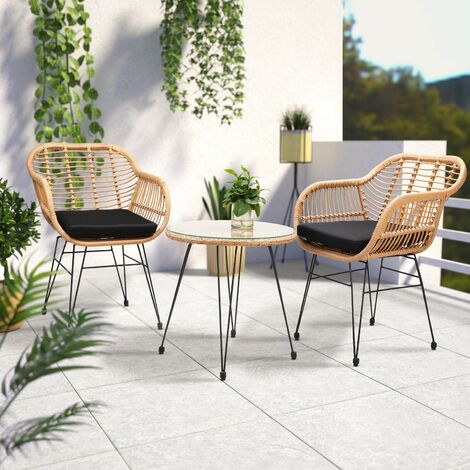 SVITA Ensemble de meubles de balcon en poly rotin Salon d'extérieur 4  pièces salon de jardin naturel - Cdiscount Jardin
