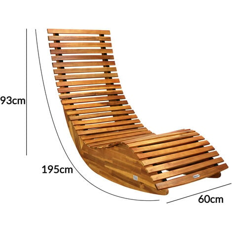 CASARIA® Chaise longue à bascule JAVA en bois d'acacia certifié FSC Pliable transat ergonomique jardin Sauna Capacité de charge 160kg