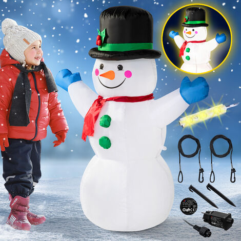 Monzana Bonhomme de neige gonflable décoratif LED avec pompe incluse Décoration lumineuse Taille XL 120cm Noël fête