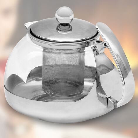 Théière avec passoire thé en acier inoxydable verre 1,2 litres