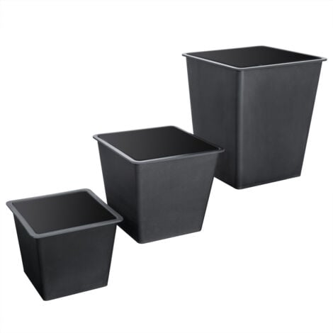 Set de 3 pots de fleurs bac à fleurs polyrotin pot intérieur amovible 3 couleurs résistant aux intempéries et UV design élégant intérieur et extérieur  Gris