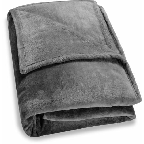 Deuba Plaid couverture polaire couleurs et taille à choisir pour intérieur hiver 200x150cm - dark grey (en)