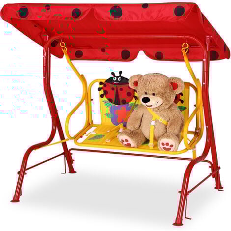Balancelle Pour Enfants Jardin Avec Auvent Rouge Motifs Coccinelle