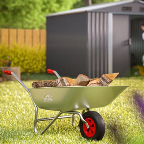 GARDEBRUK® Brouette 80L galvanisée poignée caoutchouc max. 100kg brouette jardin brouette de chantier jardinage chariot de transport roue