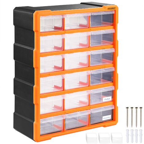 Organiseur 18 tiroirs Boîte de rangement extensible avec étiquettes Casier  à vis outils petites pièces Maison
